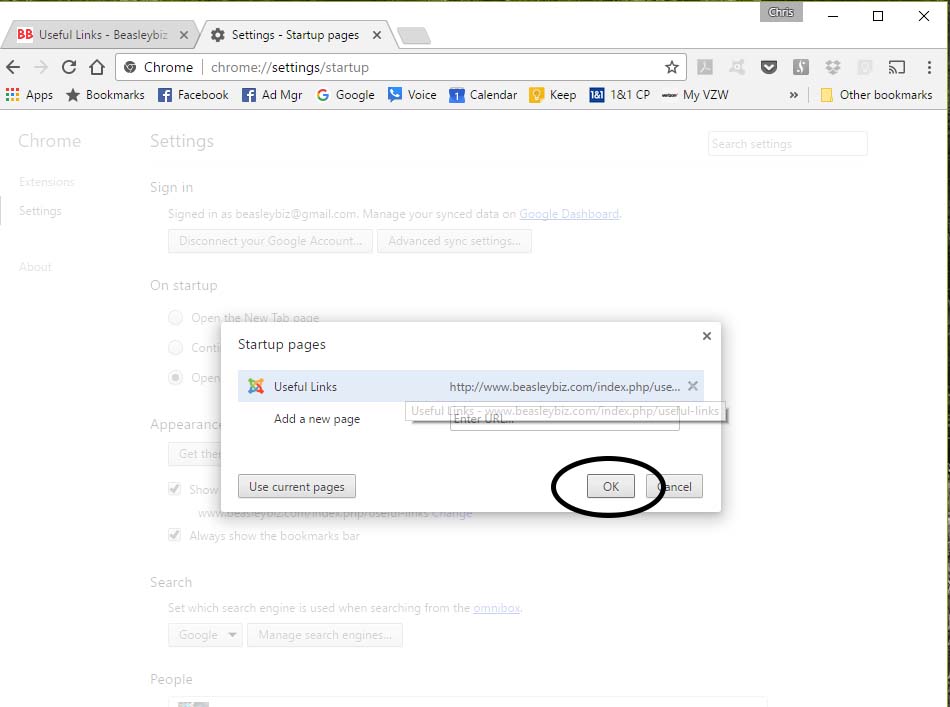 Click the OK button.