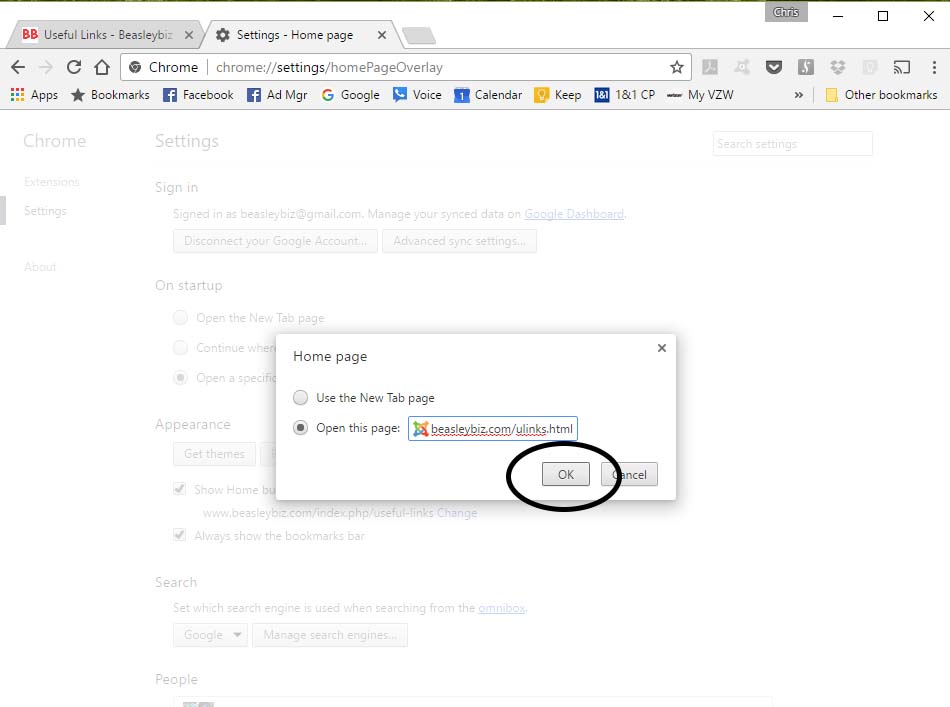 Click the OK button.