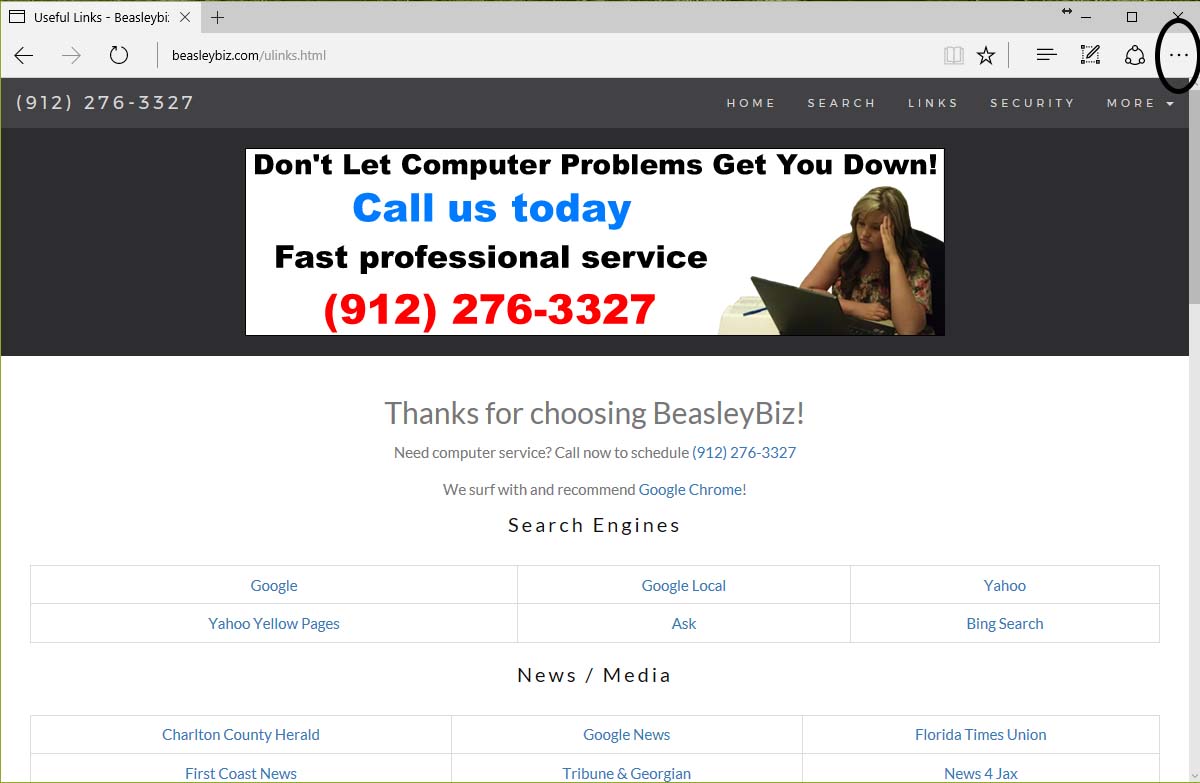 Open your Edge browser click on the Settings icon in the upper right corner that looks like three horizontal dots.