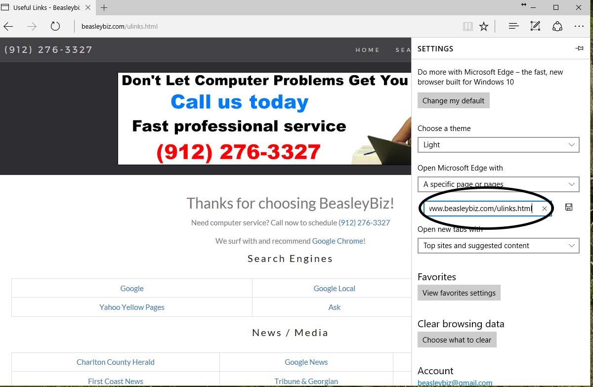 In the box that appears type in http://www.beasleybiz.com/useful-links.html