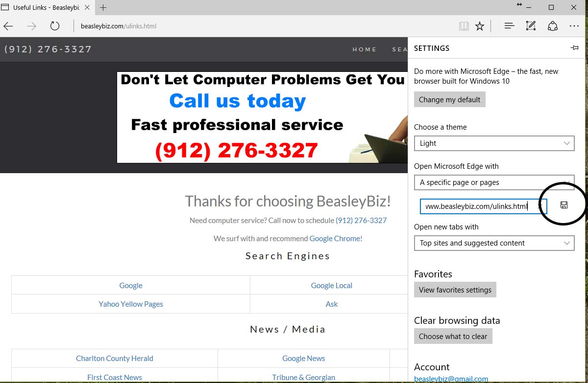 Click the Disk icon to the right to save.