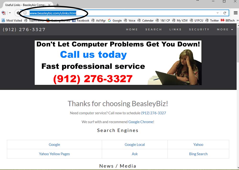 Type the URL in the address bar